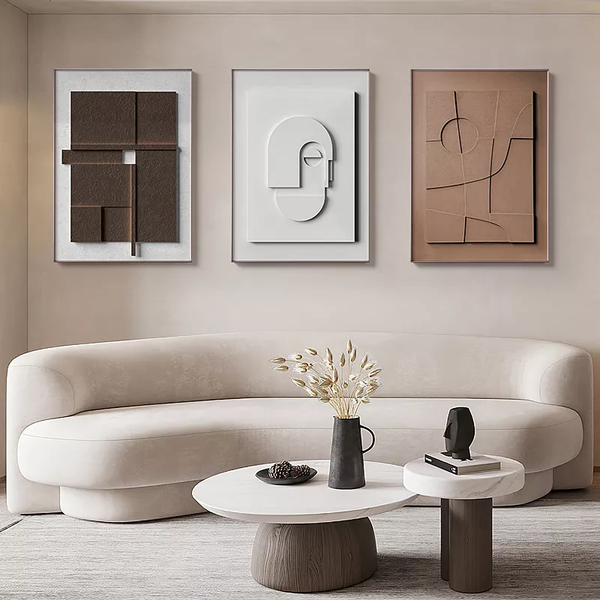 תבניות של תובנות" - שלישיית תמונות מעוצבות - תמונות לסלון מודרני"