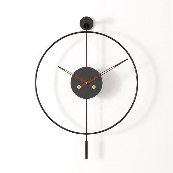 שעון קיר מעוצב גדול לסלון בצבע שחור מינימליסטי מודרני