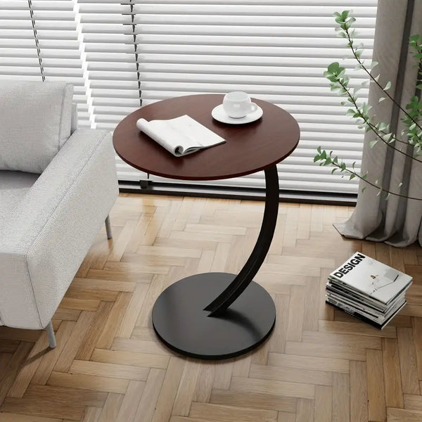 שולחן צד מעץ בעל רגל מתכת שחורה | NARCIS