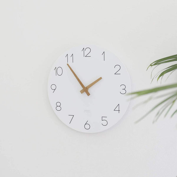 Flatwood Wall Clock, 12" Wood Wall Clock Non-Ticking Sweep Movement Decorative Wall Clock Battery Operated Wall Clock Clock for Home Living Room Kitchen Bedroom Office School Hotel