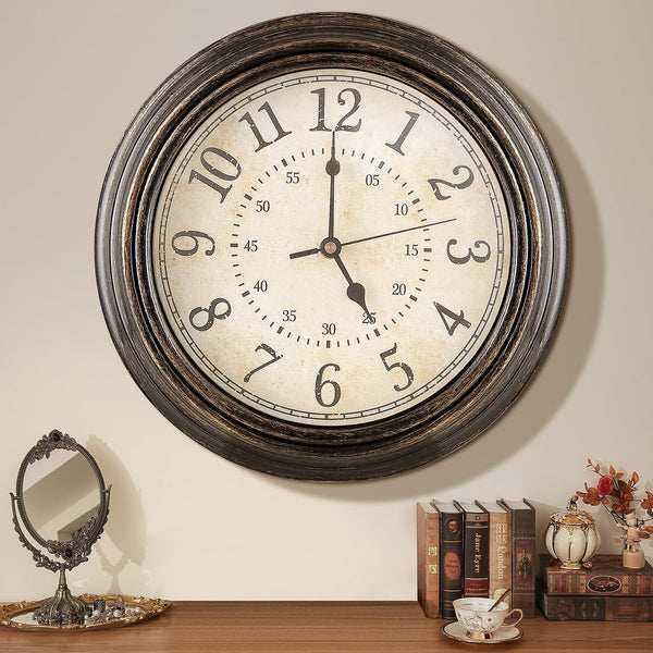 Wall Clocks Vintage & 12 Inch Large Wall Clock, Keep-Accurate-Time Wall Clock for Living Room, Easy to Read Wall Clocks Battery Operated, 15Db Extremely Quiet Clock for Living Room, Wall Clock Large
