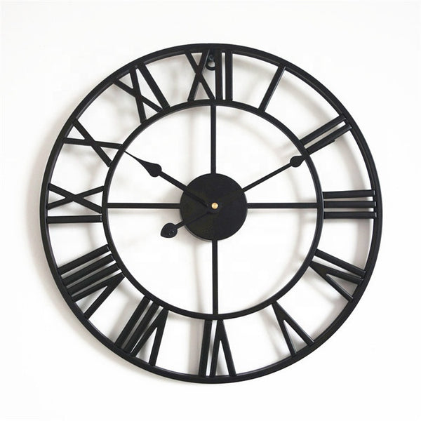 שעון קיר סגנון וינטג' שחור קוטר 80 ס"מ